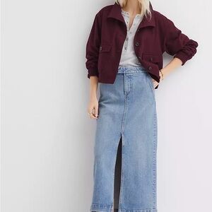 LOFT Refined Denim Midi Skirt in Classic Mid Indigo